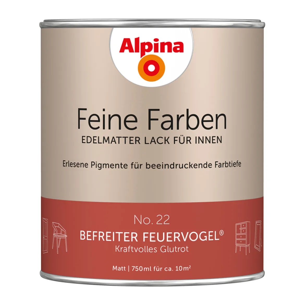 AlpinaBuntlack Feine Farben Lack No 22 Befreiter Feuervogel edelmatt 750ml