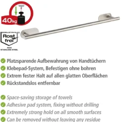 Badetuchstange Uno Orea Matt Turbo-LockEdelstahl