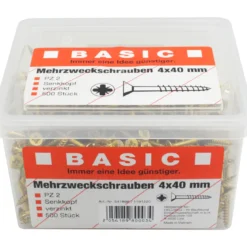 Basic Mehrzweck-Schrauben-Eimer 4,0 x 40 mm 500 Stück im Eimer