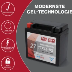 Batterie GEL YTX14-BS 14Ah 260A