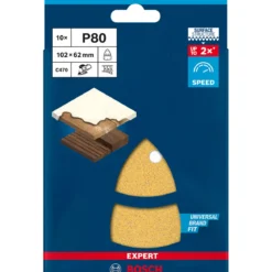Bosch ProfessionalExpert C470 Schleifpapier mit 11 Löchern für Multischleifer 102 x 62 mm 93 mm G 80 10- teilig