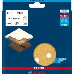 Bosch ProfessionalExpert C470 Schleifpapier mit 8 Löchern für Exzenterschleifer 125 mm G 60 5- teilig