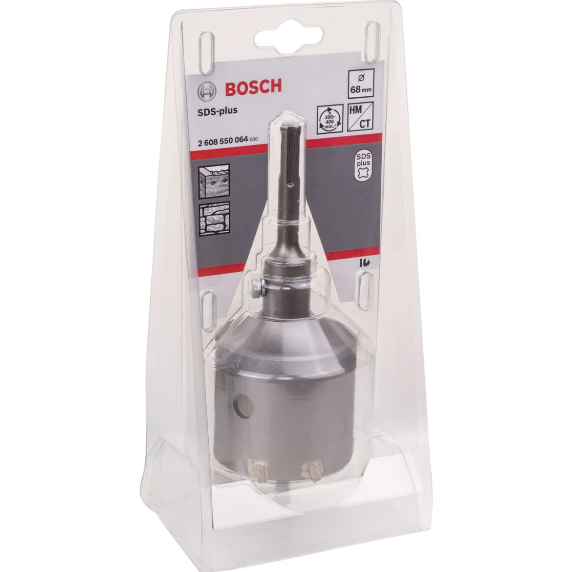 Bosch Professional3-teiliges Hohlbohrkronen-Set SDS plus 68 mm