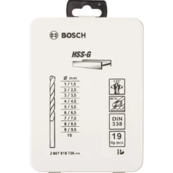 Bosch Professional19-teiliges Metallbohrer-Set HSS-G DIN 338 135 in Metallkassette 1–10 mm