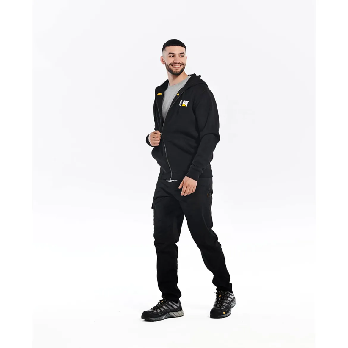 CAT Zip Hoodie Banner schwarz Gr. M