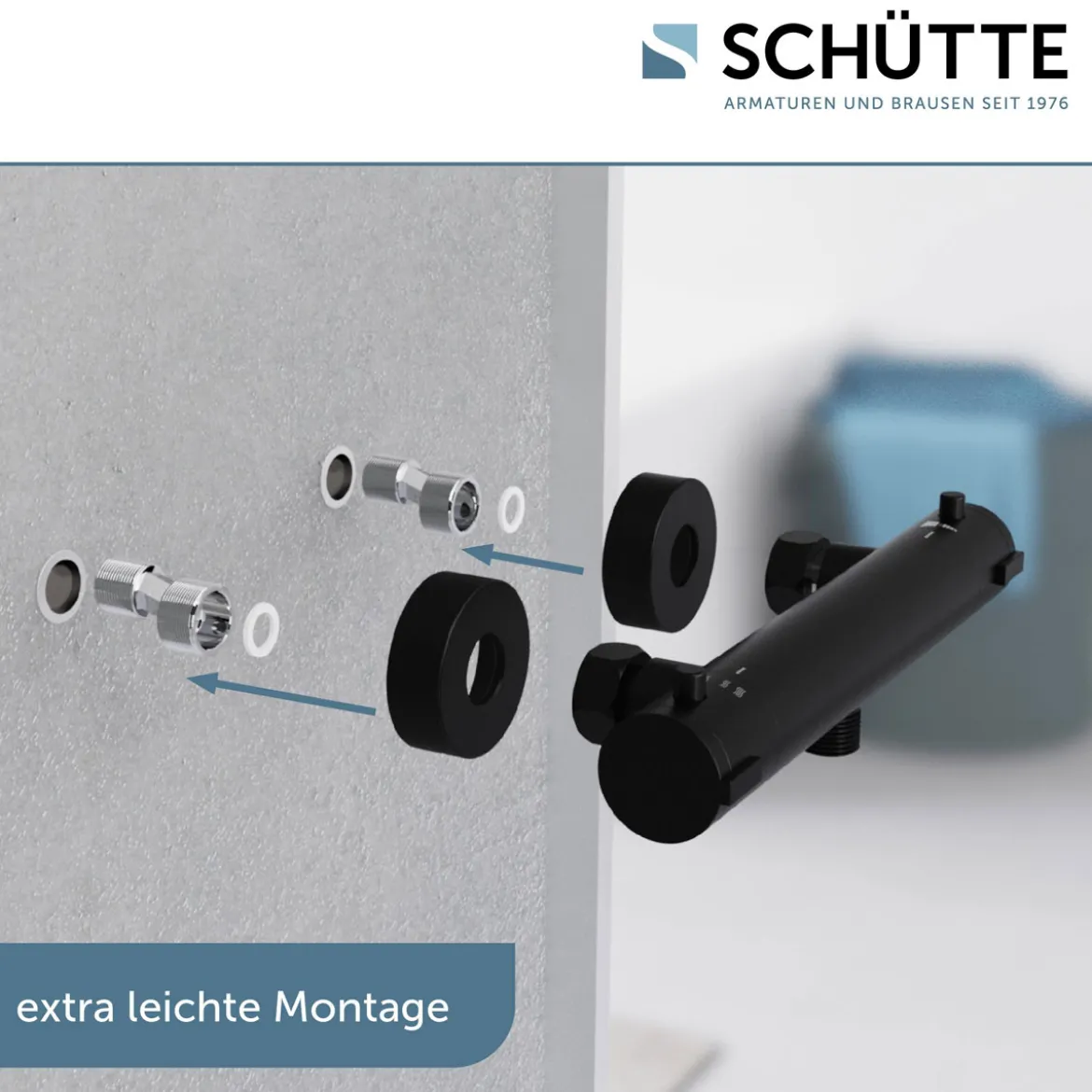 Duschthermostat London,schwarz-matt, 1/2Verbruehschutz und Wassersparfunktion