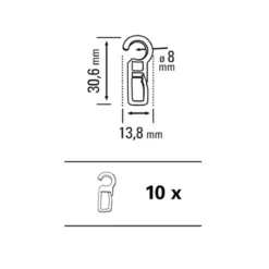 Faltenlegehaken 11-20 mm glasklar