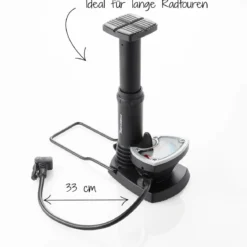 Fischer Bikes Fuß-Standpumpe mit Manometer und Adapter schwarz