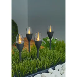 Flector Garten LED-Solarfackel Ambience schwarz 4er-Set