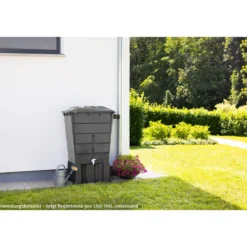 Garantia Regentonne eckig 300 L graphite grey inkl Deckel und Hahn