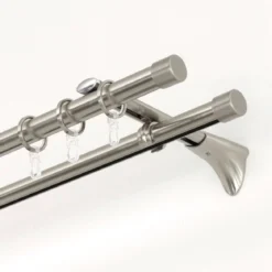 GardiniaGardinenstange Memphis mit Innenlauf Durchmesser 16 mm 120 cm Edelstahl-Optik