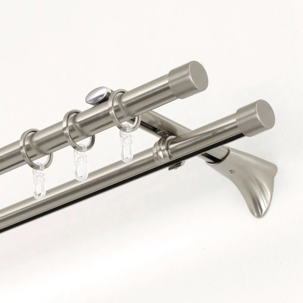 GardiniaGardinenstange Memphis mit Innenlauf Durchmesser 16 mm 120 cm Edelstahl-Optik