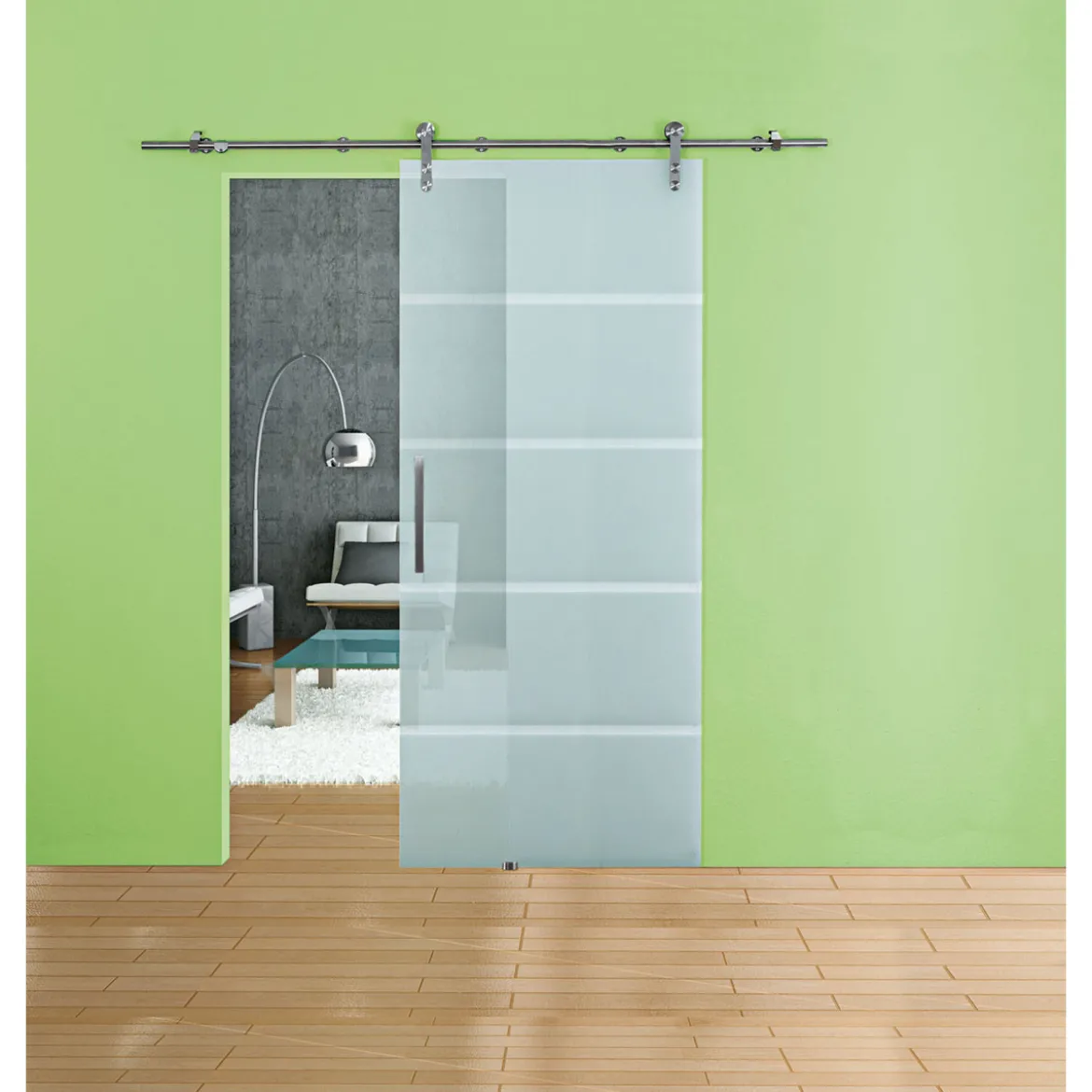Glasschiebetür Blockstreifen 90 x 208 cm