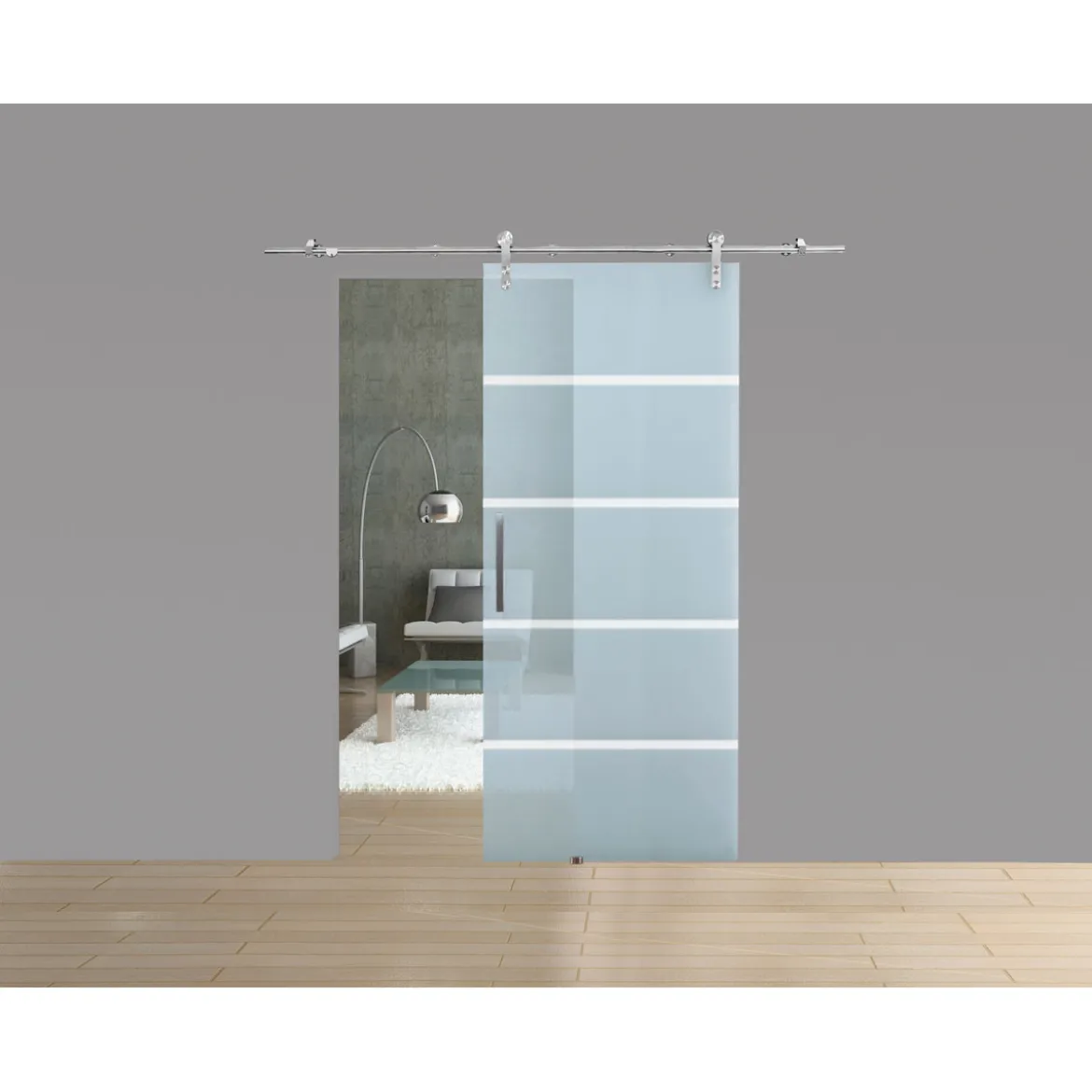 Glasschiebetür Blockstreifen 90 x 208 cm