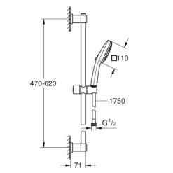 Grohe Brausestangenset Vitalio Comfort 110 3 Strahlarten (Rain, Jet, Massage)
