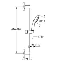 Grohe Brausestangenset Vitalio Start 110 2 Strahlarten (Rain, Jet)