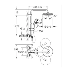 Grohe Duschsystem Tempesta Cosmopolitan 210 mit Thermostatbatterie