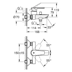 Grohe Einhand-Wannenbatterie Start Edge chrom 15 x 16,8 cm