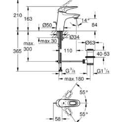 Grohe Einhand-Waschtischbatterie Eurostyle S-Size Hebel offen chrom
