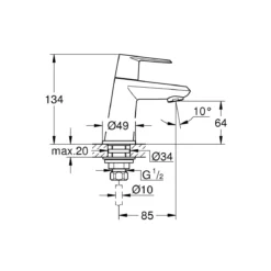 Grohe Standventil Eurodisc Cosmopolitan chrom Durchmesser 4,9 x 13,4 cm