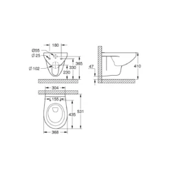 Grohe Wand-Tiefspül-WC Bau alpinweiß 36,8 x 41 x 53,1 cm