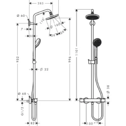 Hansgrohe Überkopfbrause-Set Showerpipe Croma 160