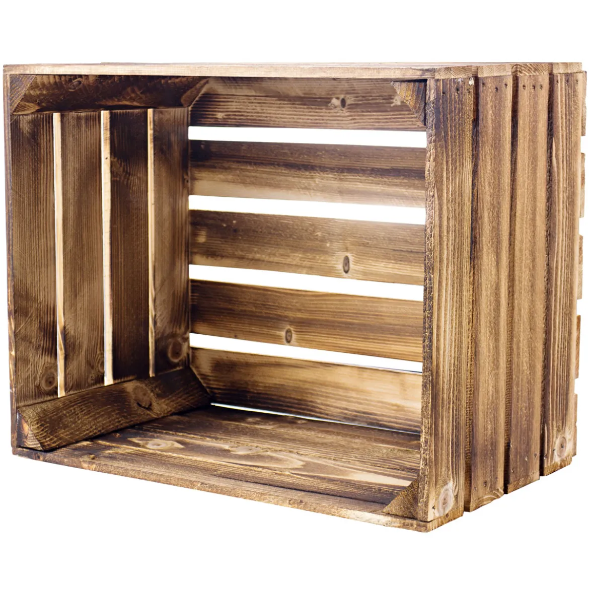 Holzkiste geflammt braun 50 x 40 x 30 cm