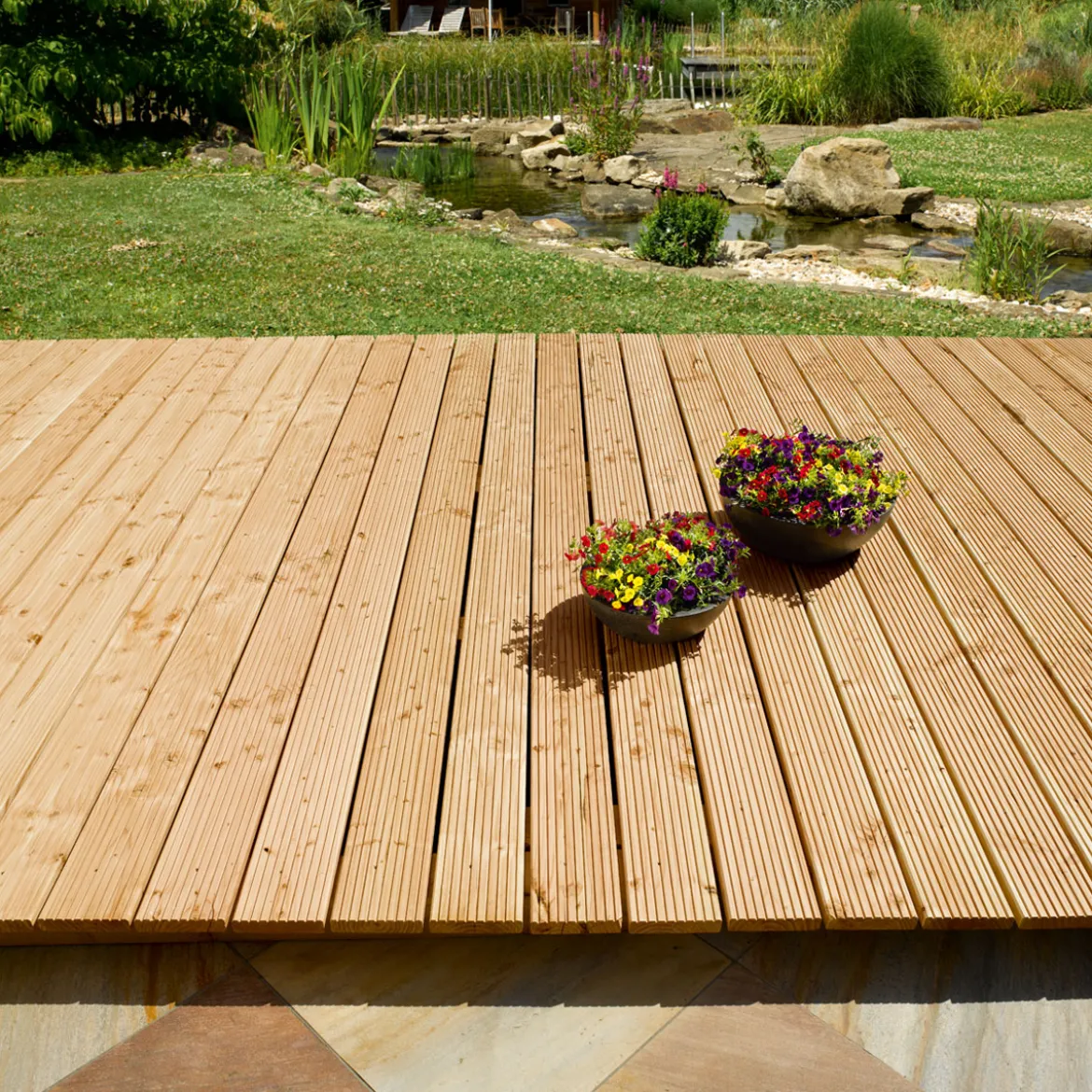 Kiefer-Terrassendiele zweiseitig genutet 200 x 14,6 x 2,6 cm