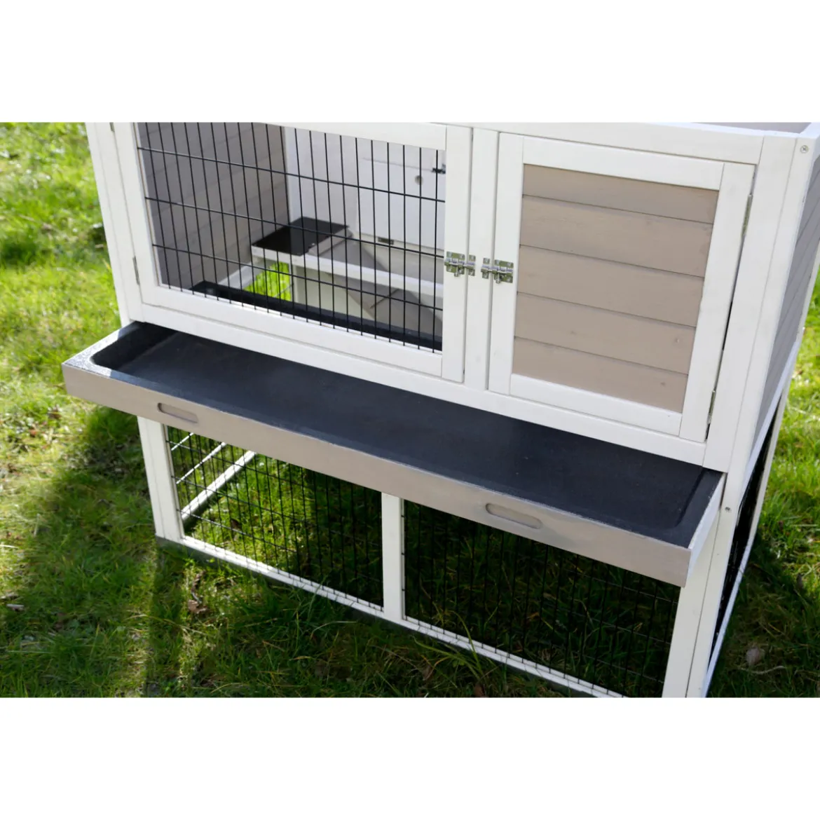 Kleintierstall Lucky 115 x 100 x 65 cm weiß-braun