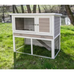 Kleintierstall Lucky 115 x 100 x 65 cm weiß-braun