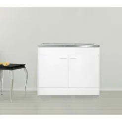 Kompl. Spuele 100x50cm weiss Drehtuer