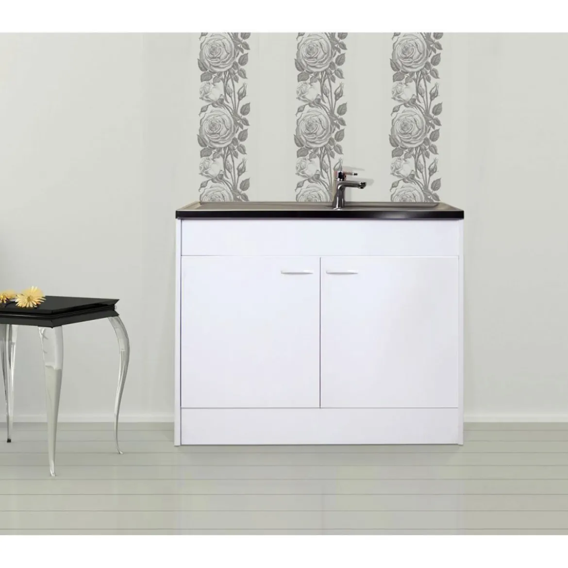 Kompl. Spuele 100x50cm weiss Drehtuer