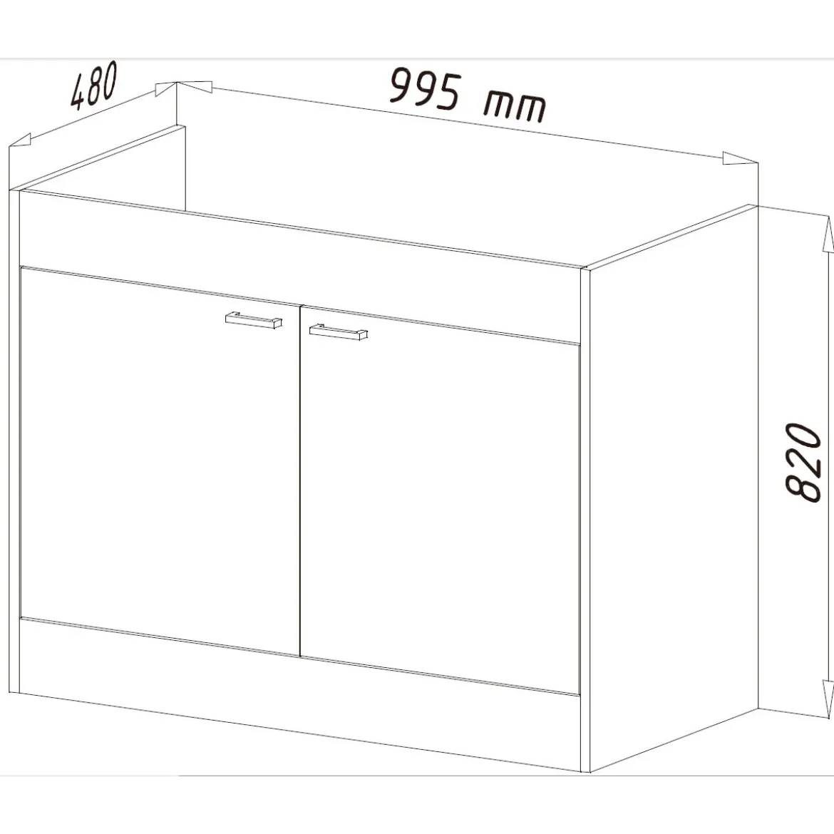Kompl. Spuele 100x50cm weiss Drehtuer