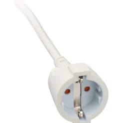 Kurzverlaengerungsleitung weiss mitWinkel-Flachstecker 5m H05VV-F3G1,5