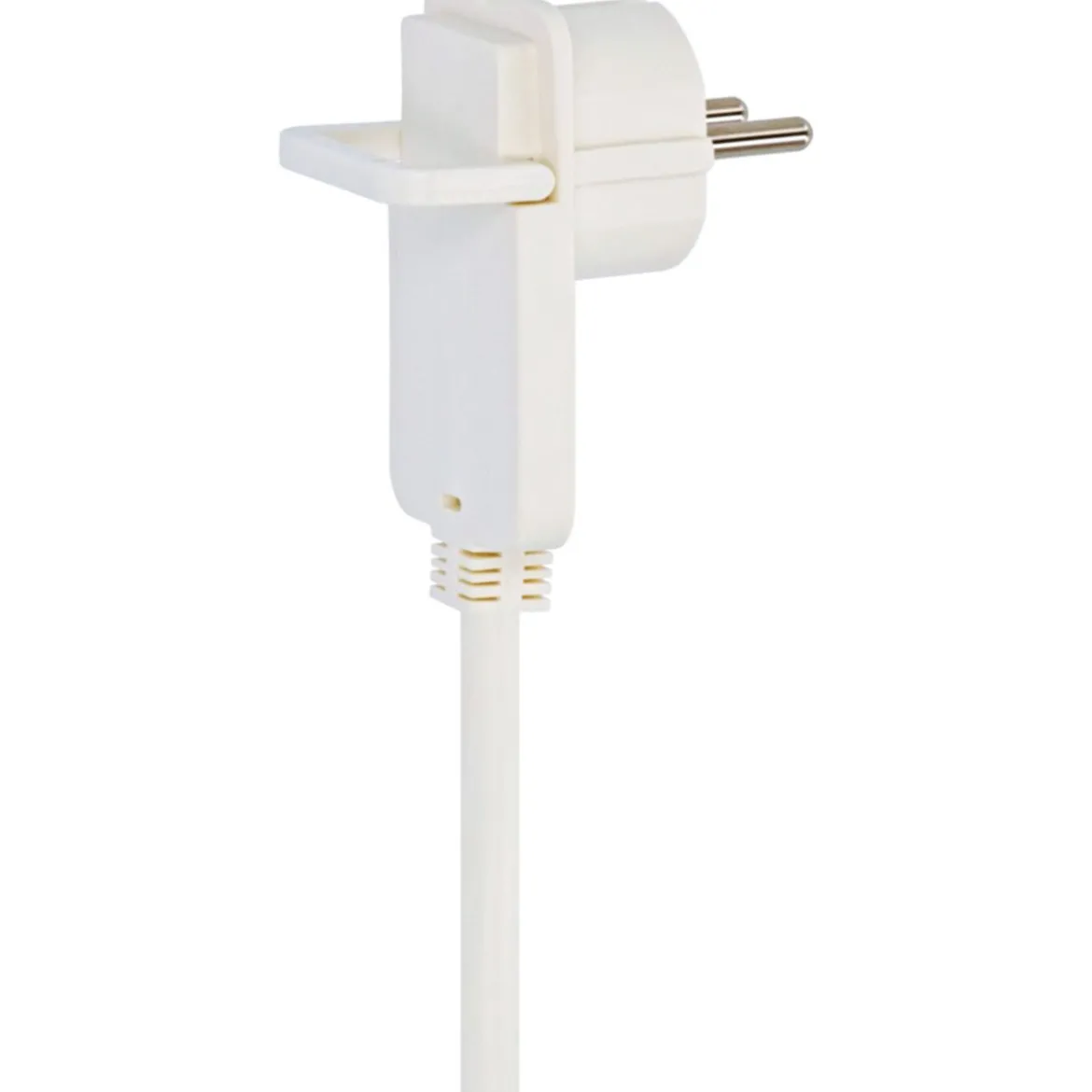Kurzverlaengerungsleitung weiss mitWinkel-Flachstecker 5m H05VV-F3G1,5