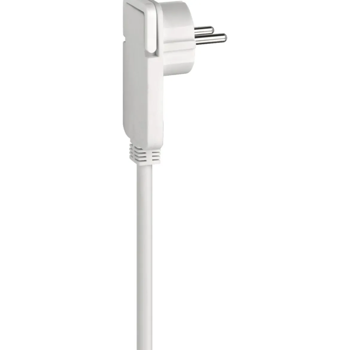 Kurzverlaengerungsleitung weiss mitWinkel-Flachstecker 5m H05VV-F3G1,5