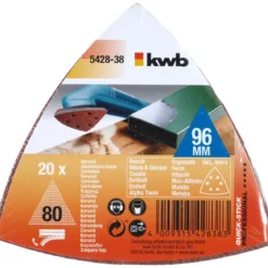 kwbSchleifdreiecke Quick Stick Holz und Metall 93 mm K80