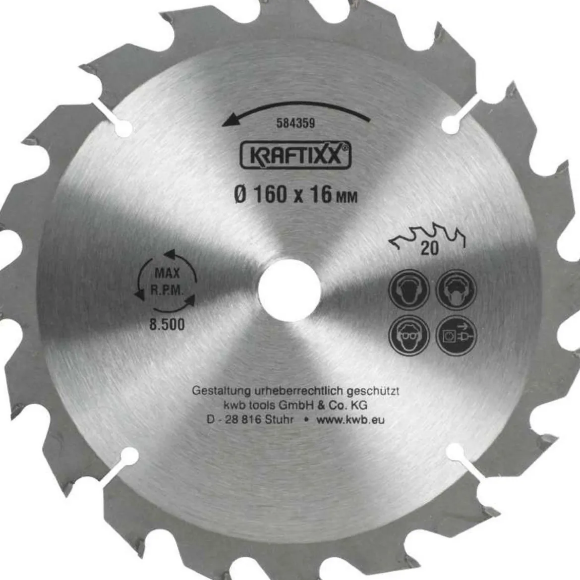 kwbSpanplattensägeblatt für Handkreissäge Durchmesser 160x16 mm