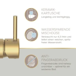 LENZ Waschtischarmatur Moana Easy-Clean Gold