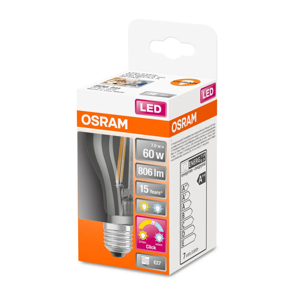 Osram LED-Leuchtmittel E27 60W warmweiß/kaltweiß