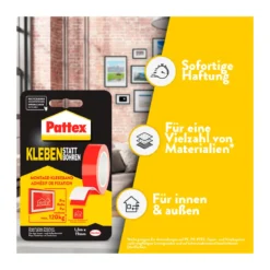 Pattex Klebeband Kleben statt Bohren 19 mm x 1,5 m