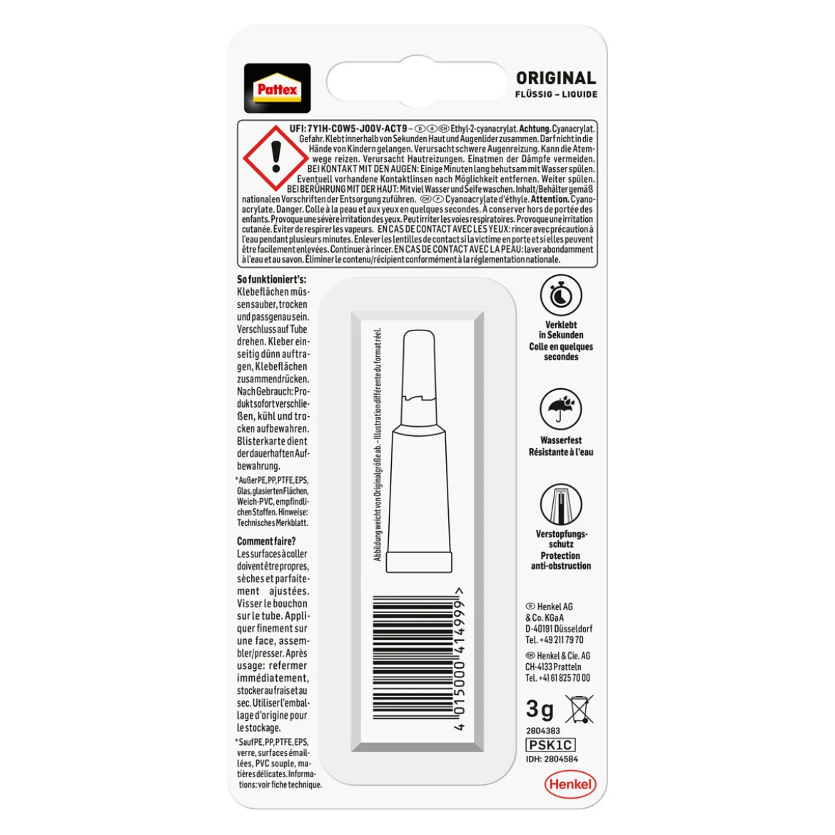 Pattex Sekundenkleber Flüssig 3 g