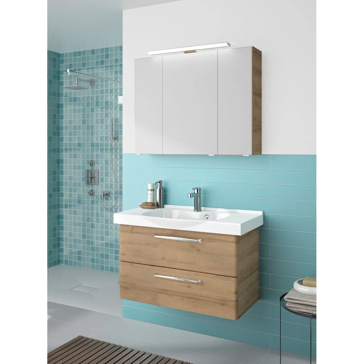 Pelipal Spiegelschrank Trentino inkl LED Aufsatzleuchte 90 x 72 x 20 cm