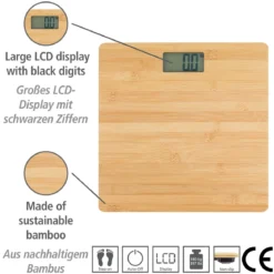 Personenwaage Bambus LCD 30x30 cm braun