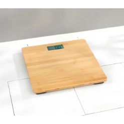 Personenwaage Bambus LCD 30x30 cm braun