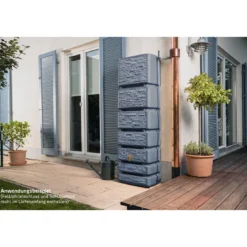4rain SLIM STONE DECOR Wandtank 350 Liter graphite grey