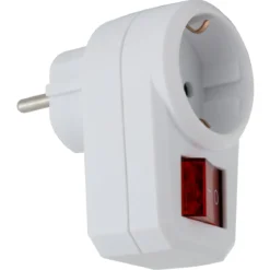 REV Ritter Steckdosenadapter mit Schalter 1fach Schutzkontakt weiß