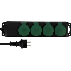 REV Ritter Steckdosenleiste IP 44 4-fach 1,4 m scharz-grün