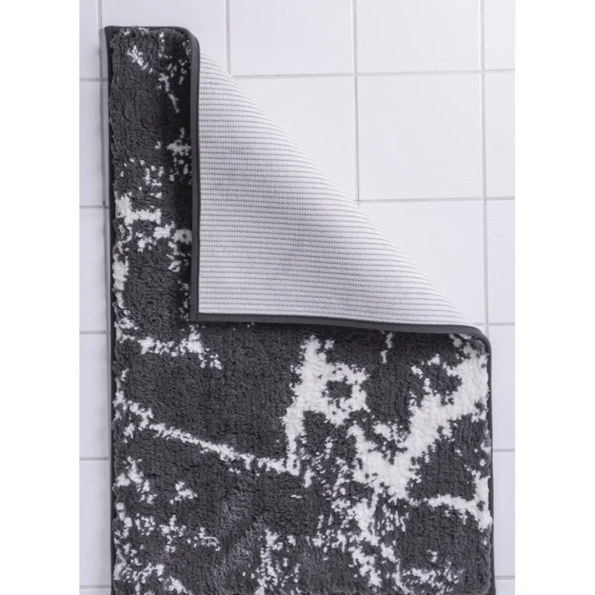 RidderTeppich Marmor 55 x 50 cm grau-weiß Polyester-Microfaser