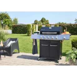Rothmann Gasgrillwagen Daytona 5 Plusschwarz mit Edelstahlapplikationen